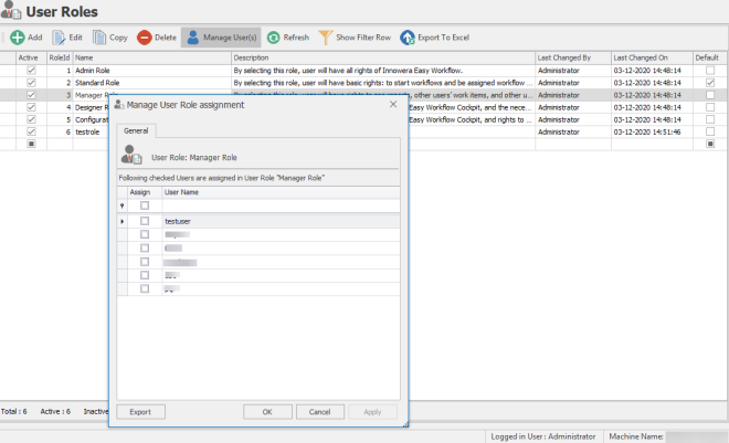 Manage users in user roles