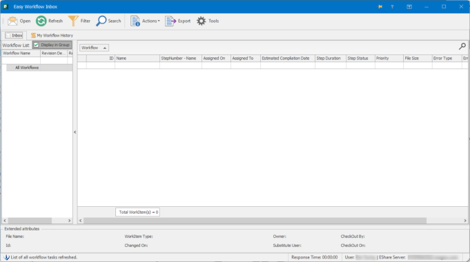 Inbox(Workflow) tab