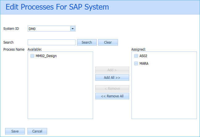 Edit processes for SAP system