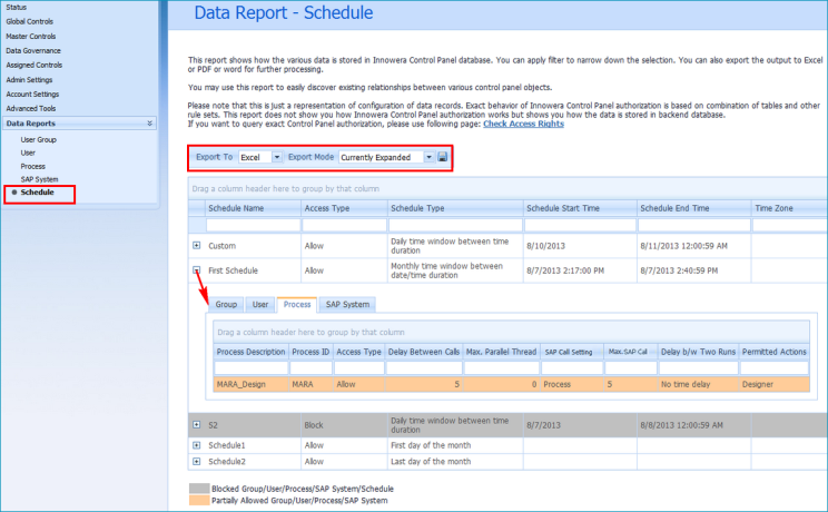 View Schedule Report – Process Runner