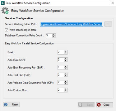 Easy Workflow Service Configuration dialog