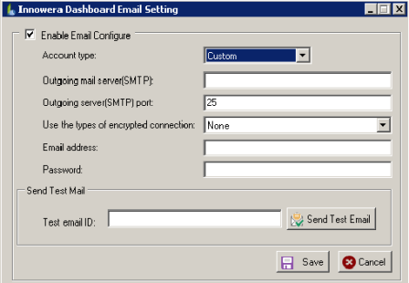 Innowera Dashboard Email Setting