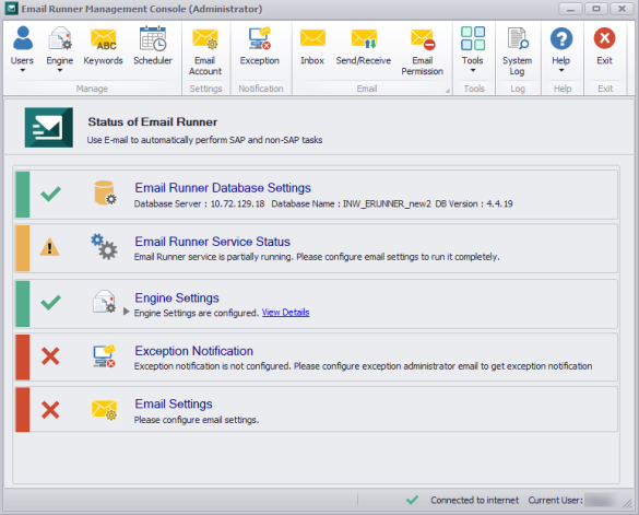 Email Runner Service status