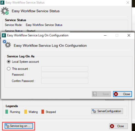 Easy Workflow Service Log on