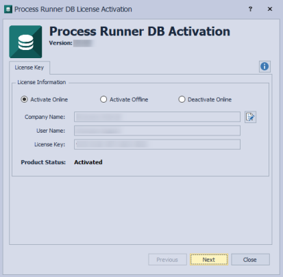  Process Runner DB License Activation