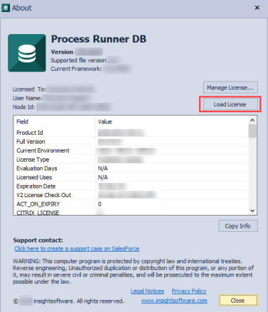 Process Runner DB Load License