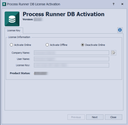 Process Runner DB License Deactivate