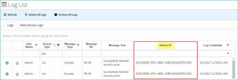 Logs-Device-id