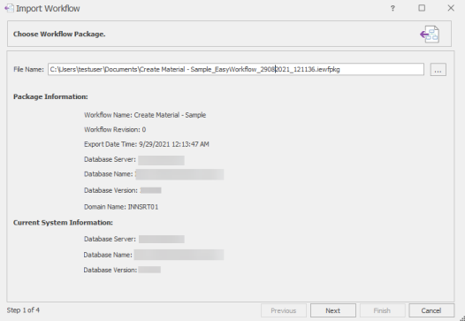 Import workflow summary